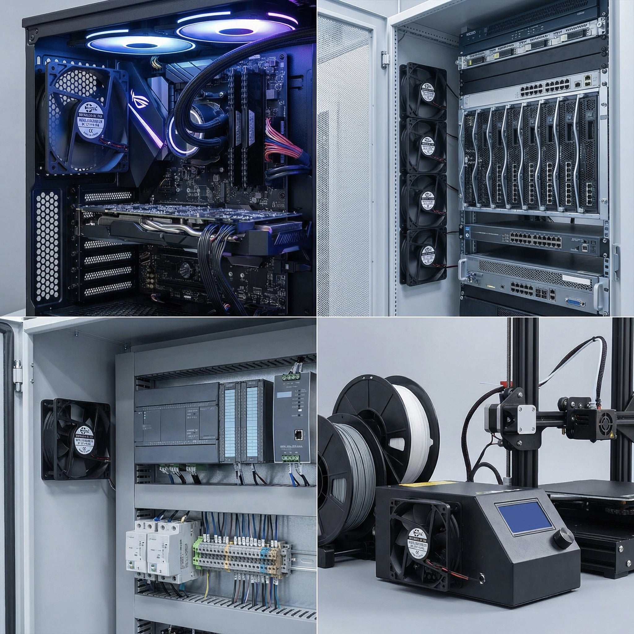 SXDOOL 120×120×38mm DC 12V High Airflow Cooling Fan — 3000RPM, 118CFM, Dual Ball Bearing, 3-Pin