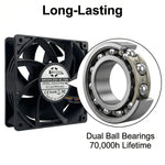 SXDOOL 12038 24V DC Axial Fan 188CFM Dual Ball Bearing - DC Axial Fan by SXDOOL