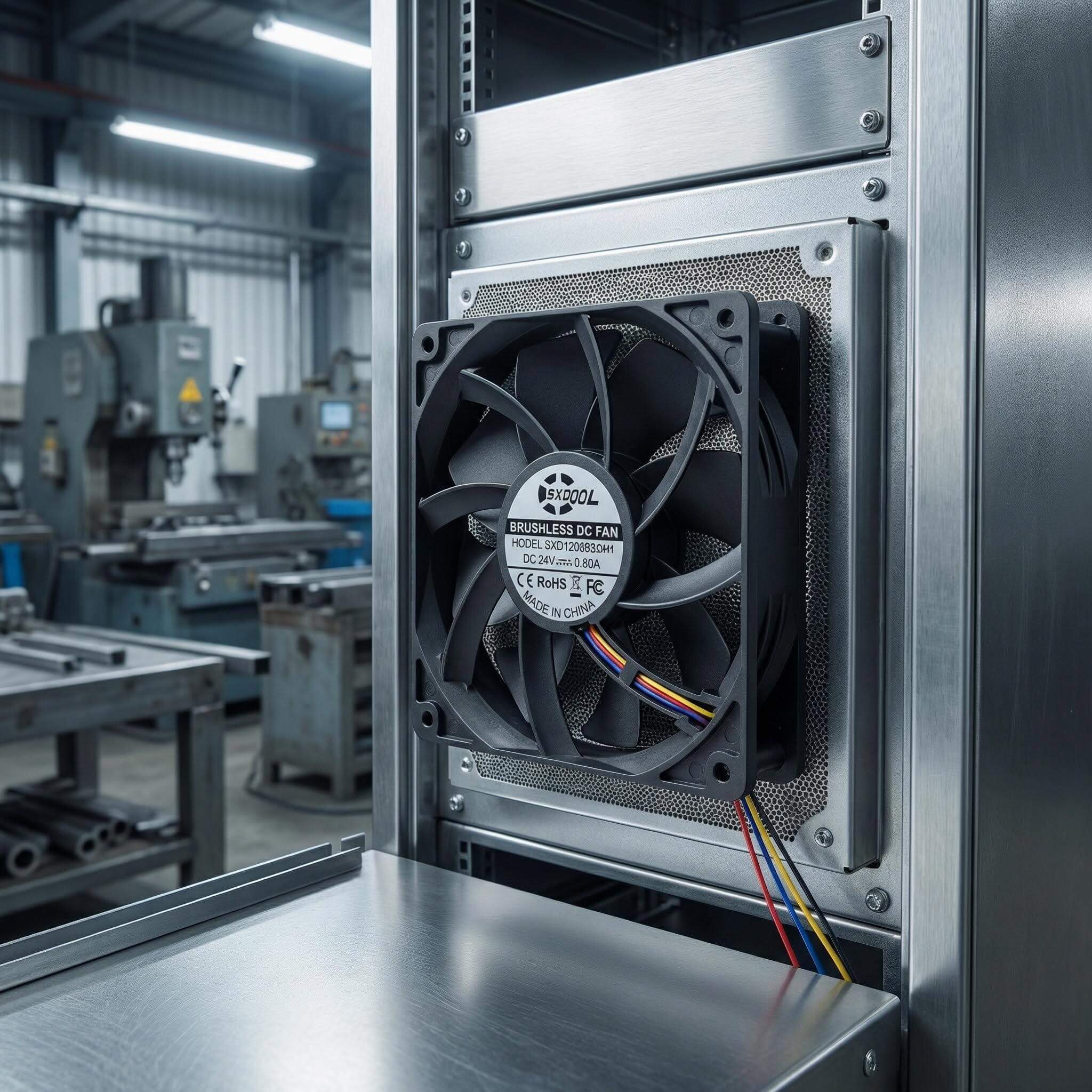 SXDOOL 120mm 24V DC Fan, 12038 0.80A 4000RPM 188CFM High Static Pressure, Dual Ball Bearing PWM Intelligent Speed Control Industrial Cooling Fan