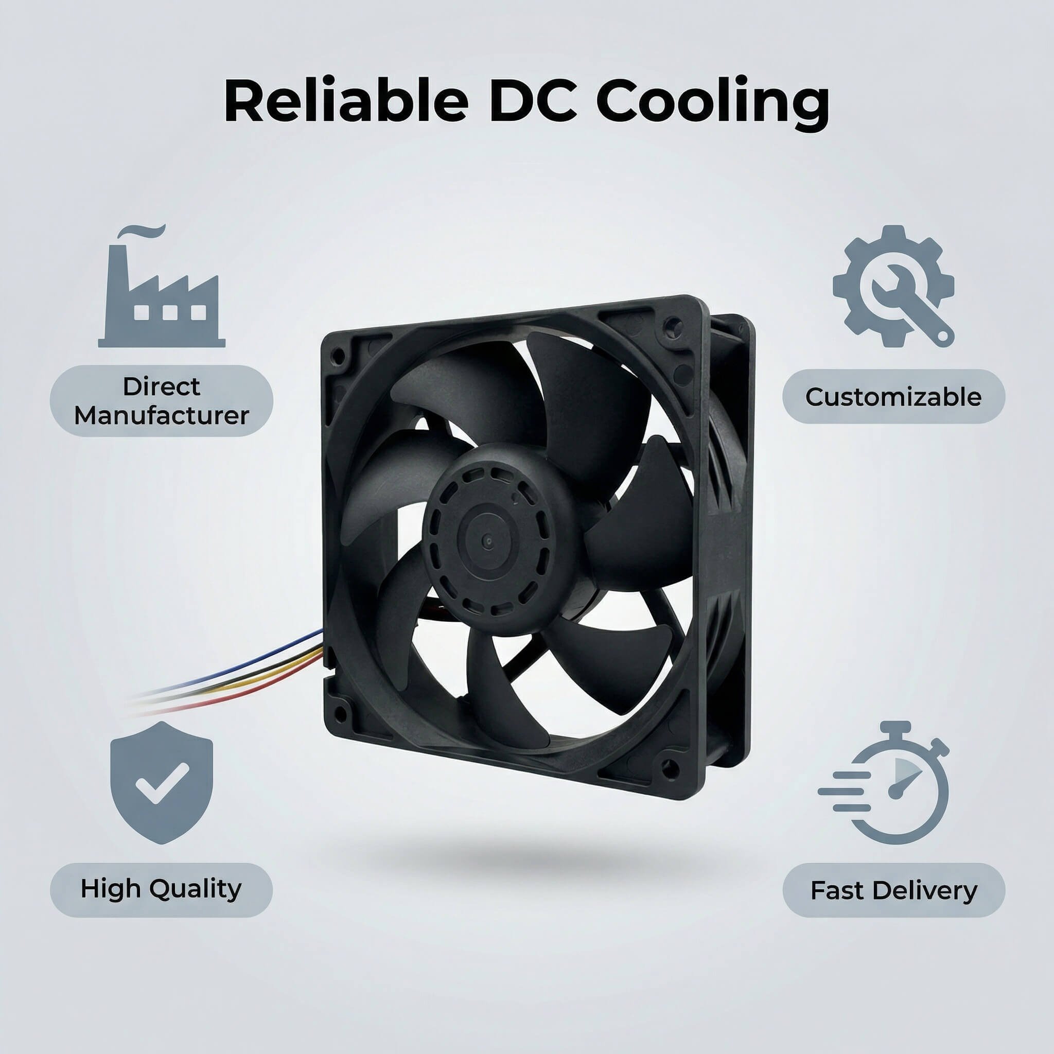 SXDOOL 120mm 24V DC Fan, 12038 0.80A 4000RPM 188CFM High Static Pressure, Dual Ball Bearing PWM Intelligent Speed Control Industrial Cooling Fan