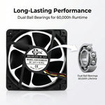 Ventilador de refrigeración de alto flujo de aire SXDOOL de 120 × 120 × 38 mm, 24 V CC, 4000 RPM, 160 CFM, doble rodamiento de bolas, señal FG - DC Axial Fan by SXDOOL
