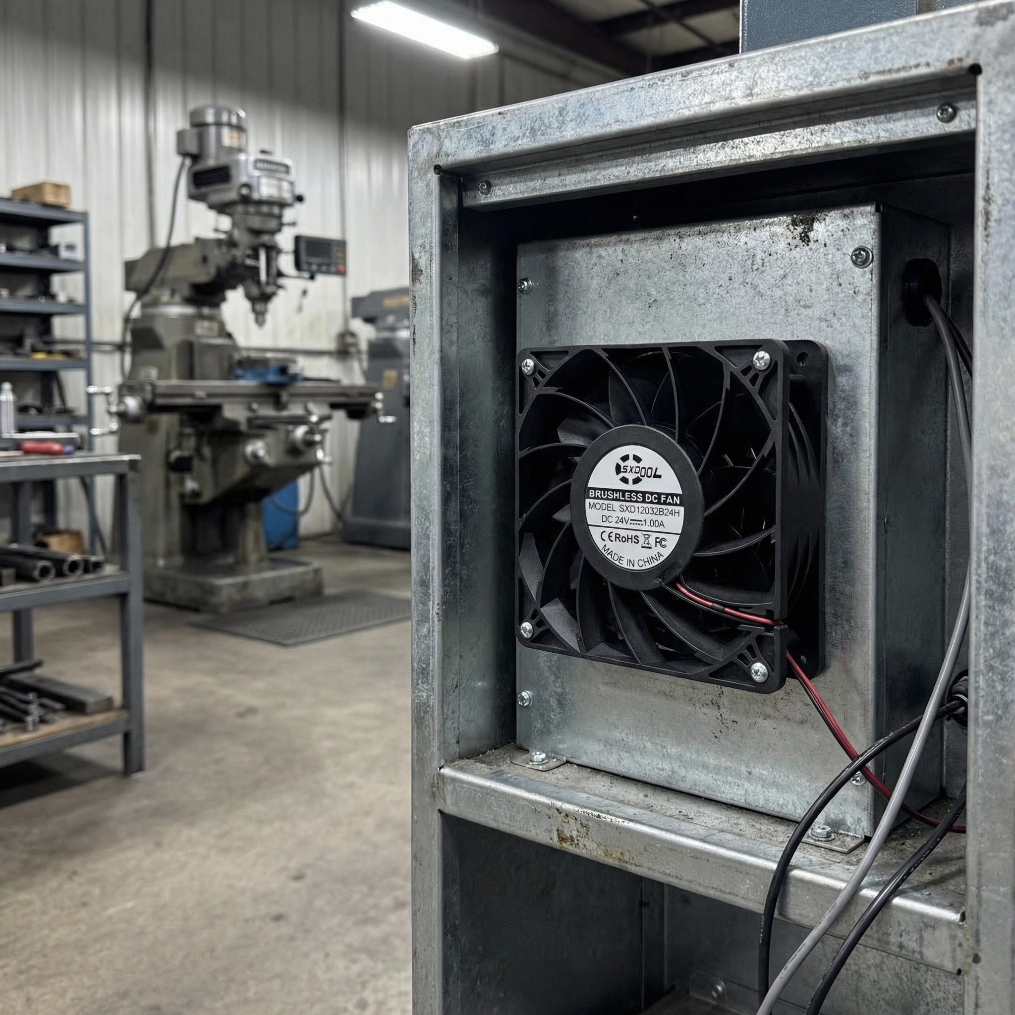 SXDOOL 120mm 24V DC Fan, 12038 1.00A 4500RPM 200CFM High Airflow, Dual Ball Bearing Industrial Grade Cooling Fan for Power Supply & Cabinets