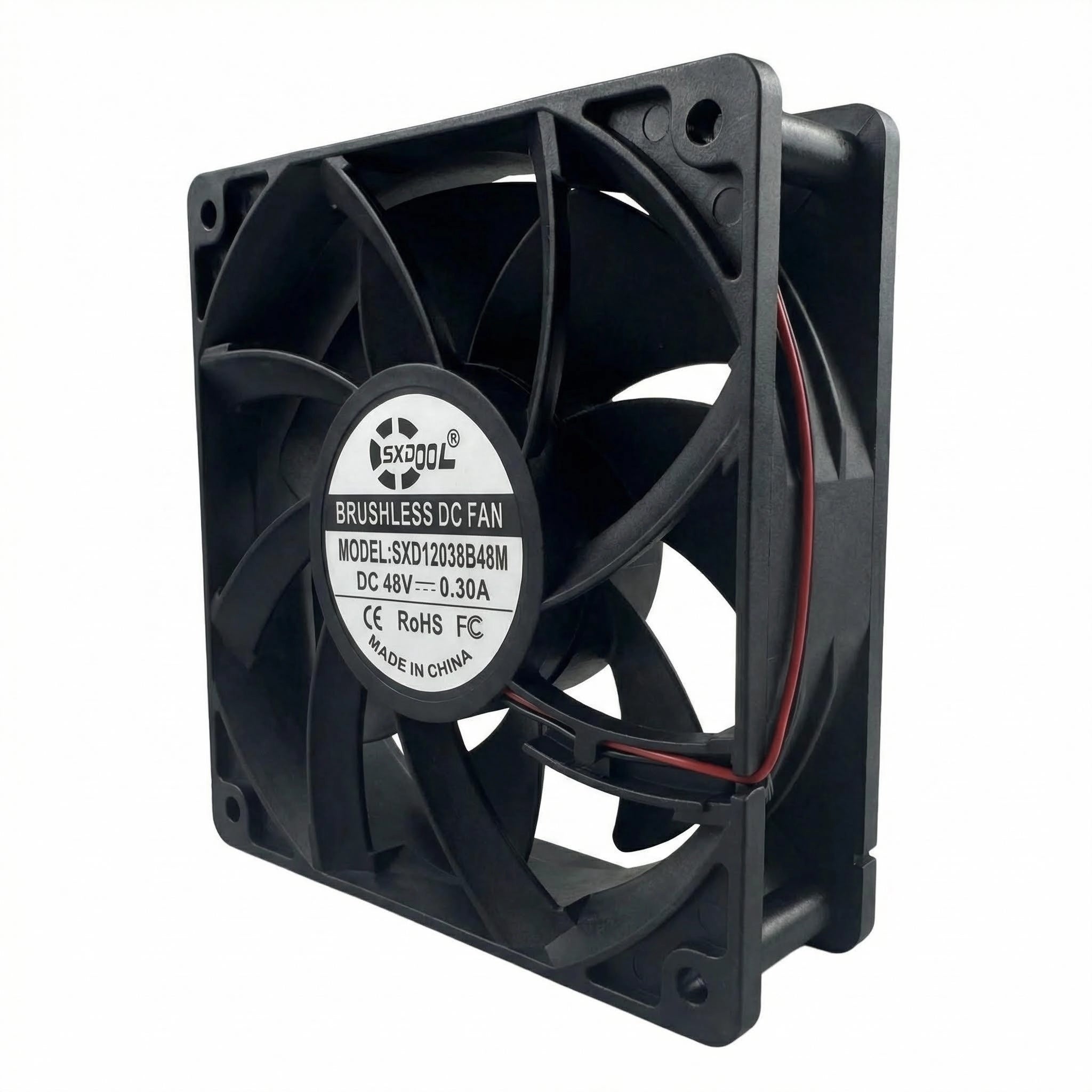 SXDOOL 120mm 48V DC Fan, 12038 0.30A 3100RPM 126CFM High Airflow, Dual Ball Bearing Heavy-Duty Cooling Fan for Telecom & Server Cabinets