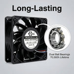 SXDOOL 12038 12V DC Axial Fan 215CFM Dual Ball Bearing - DC Axial Fan by SXDOOL