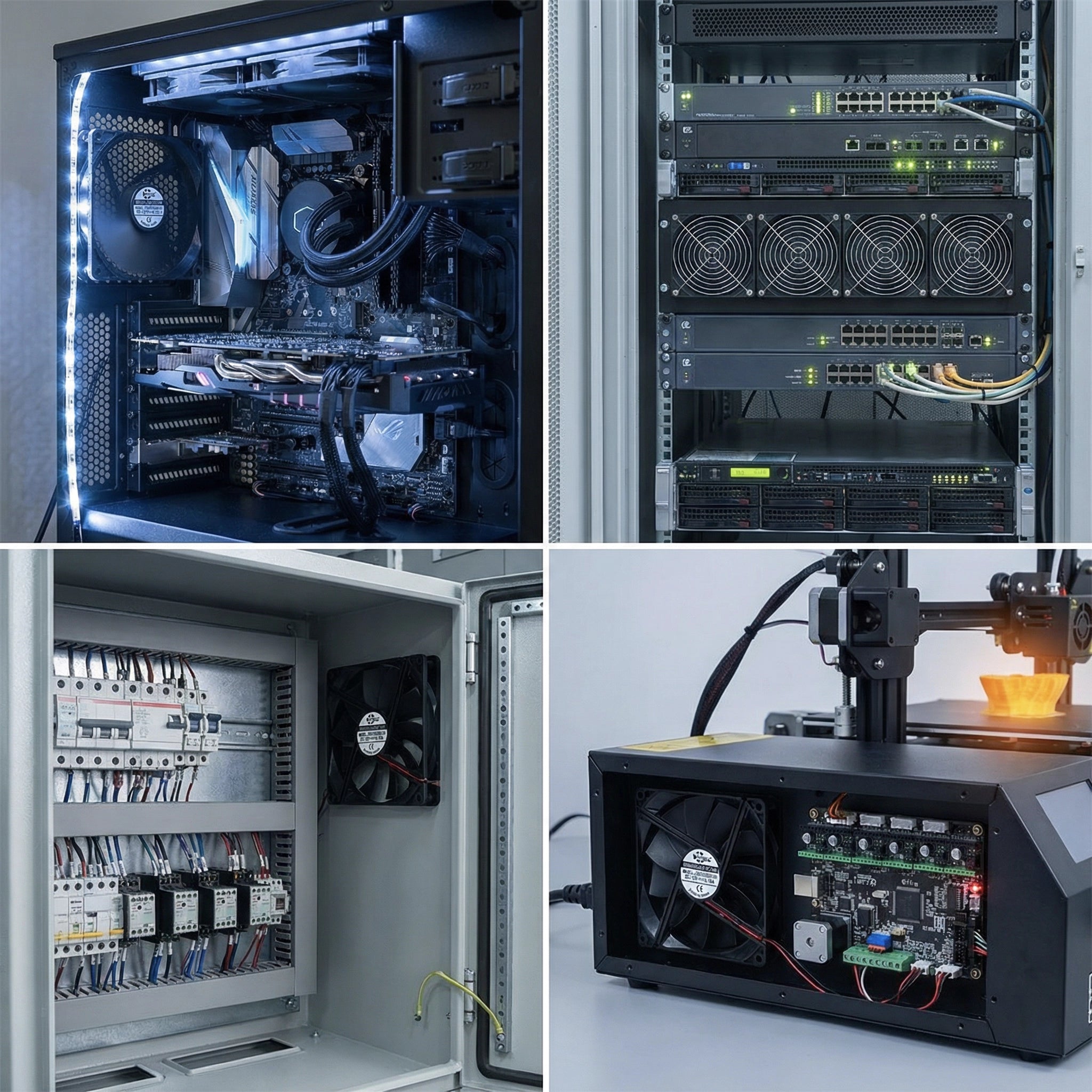 SXDOOL 135×135×25mm DC 12V High Airflow Cooling Fan — 2700RPM, 124.85CFM, Dual Ball Bearing, 2-Pin