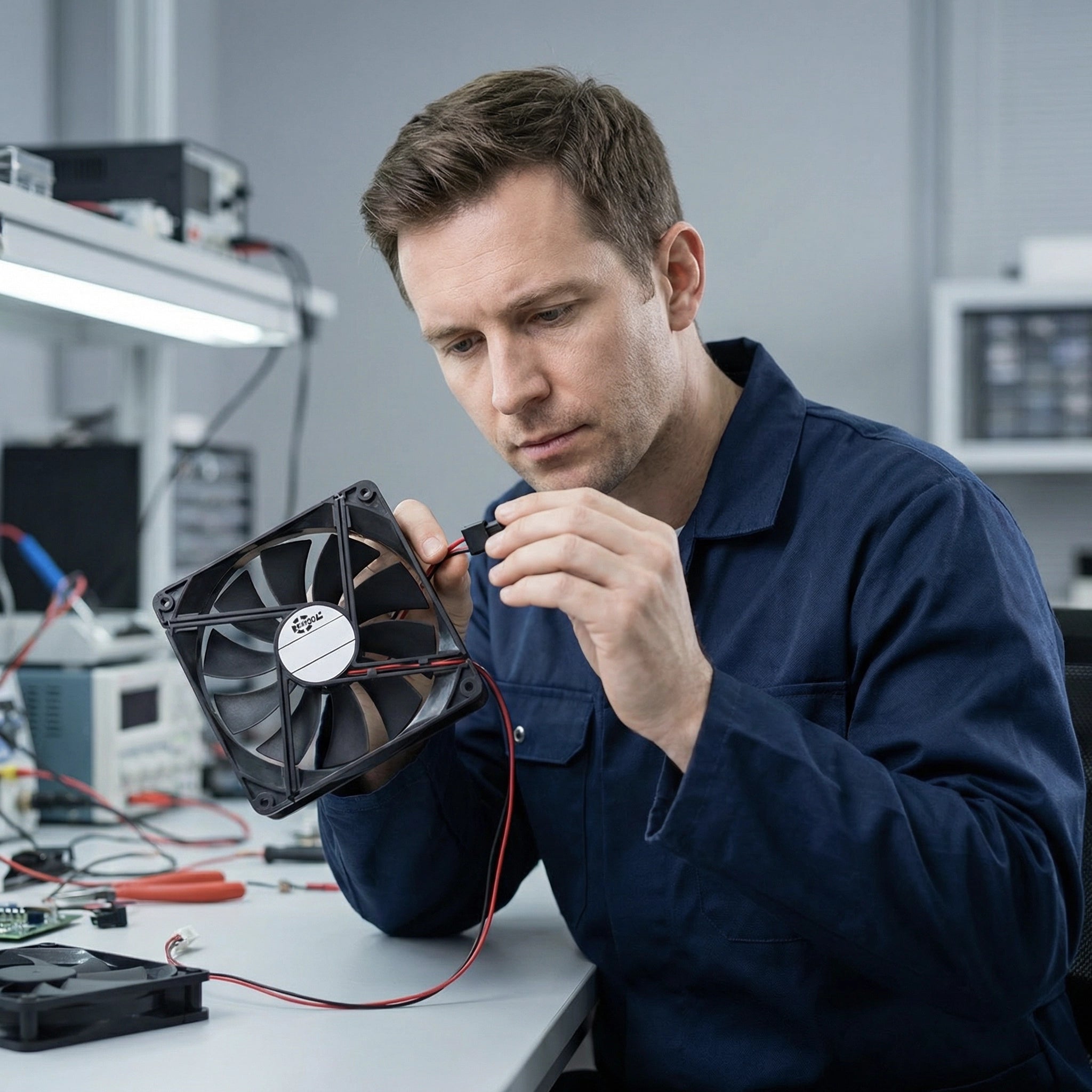 SXDOOL 135×135×25mm DC 12V High Airflow Cooling Fan — 2700RPM, 124.85CFM, Dual Ball Bearing, 2-Pin