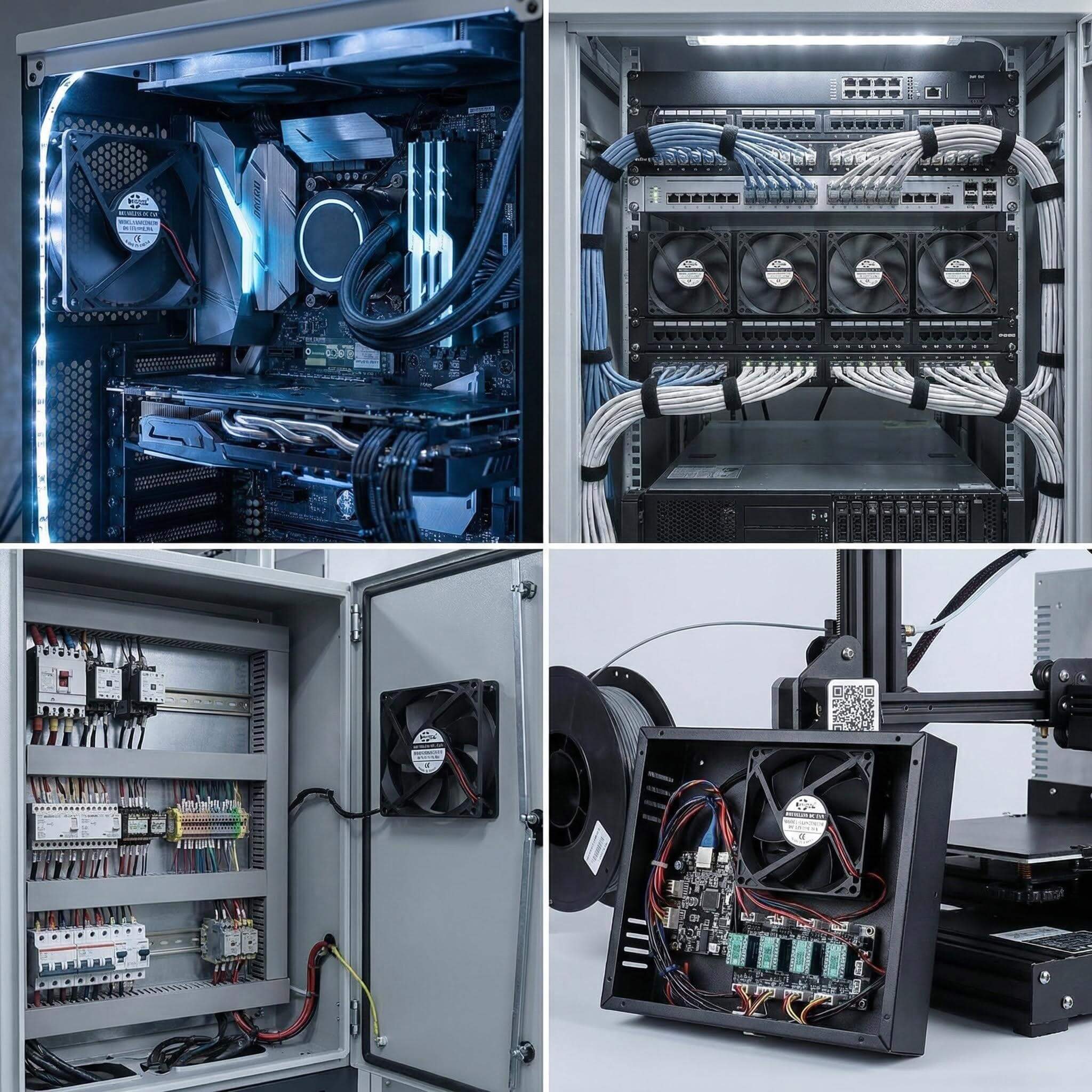 SXDOOL 92mm DC Fan, 92x92x25mm 0.30A 3000RPM 59.6CFM, High Static Pressure Dual Ball Bearing Cooling Fan for Workstation & Industrial Equipment