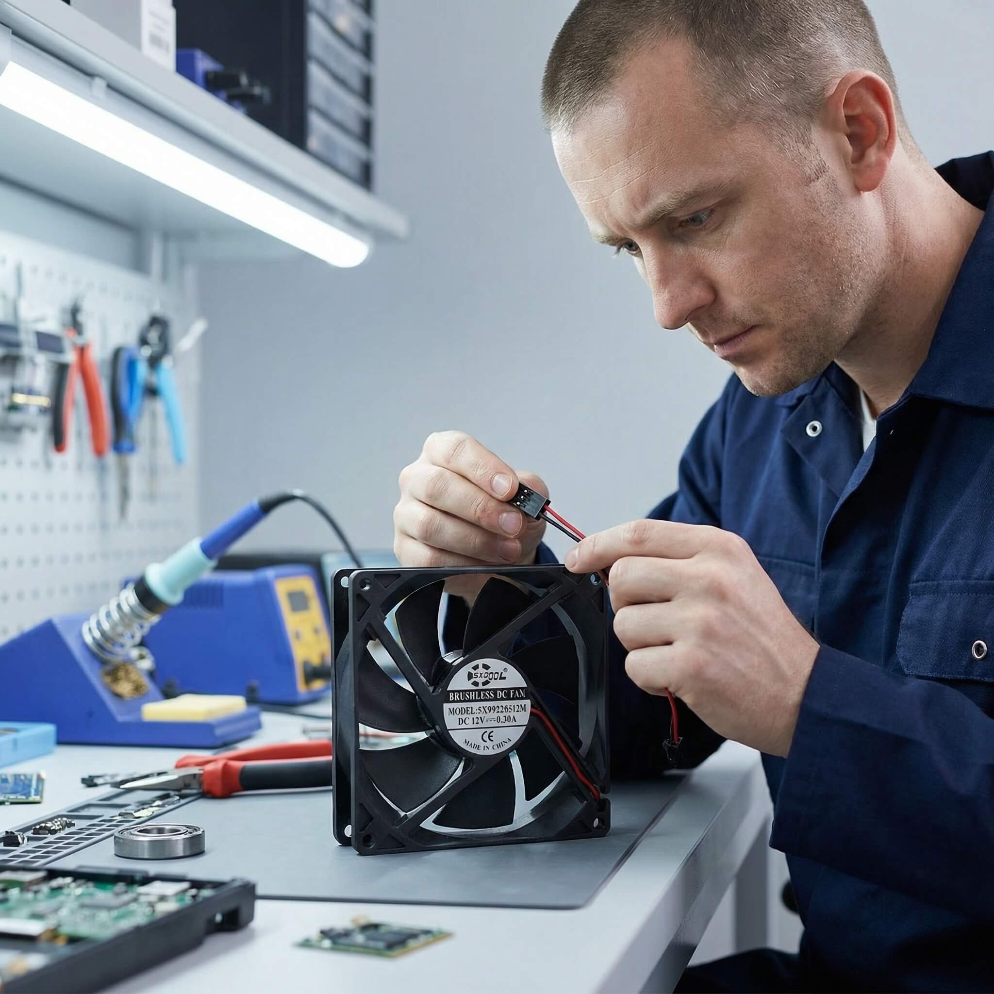 SXDOOL 92mm DC Fan, 92x92x25mm 0.30A 3000RPM 59.6CFM, High Static Pressure Dual Ball Bearing Cooling Fan for Workstation & Industrial Equipment