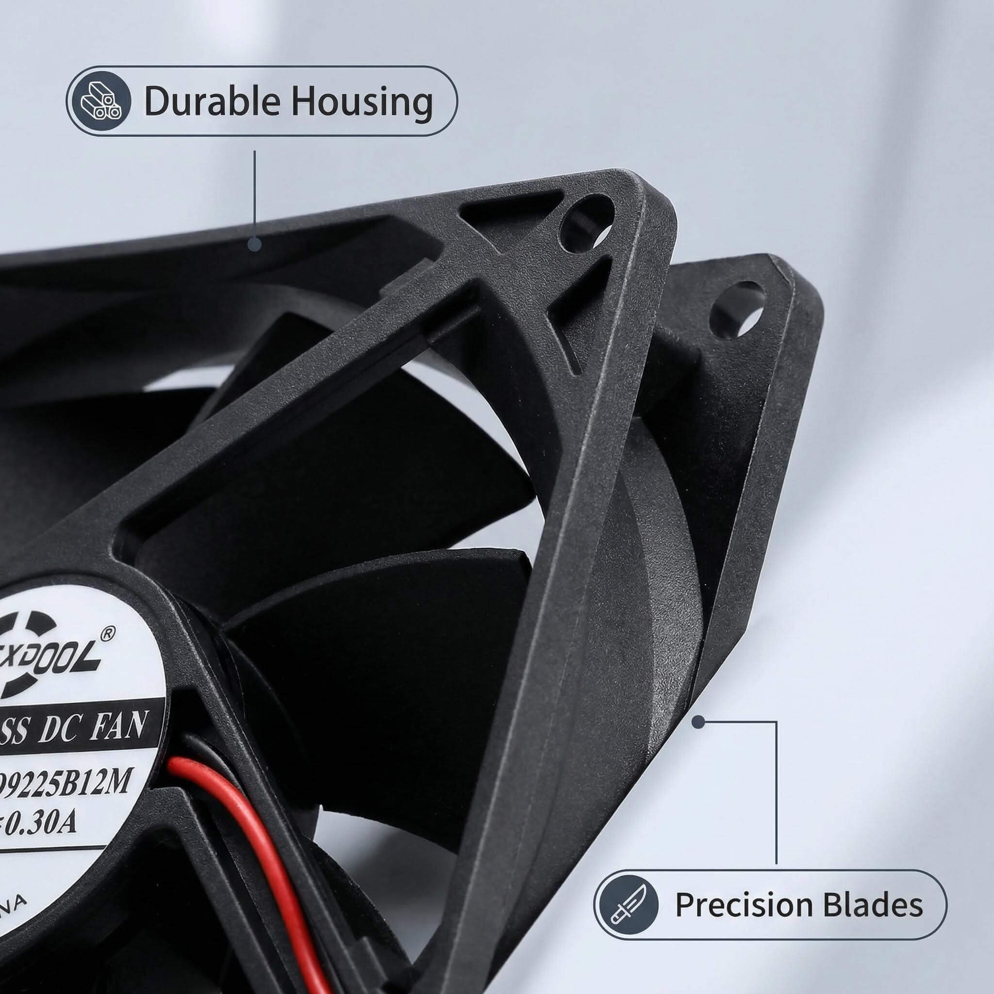 SXDOOL 92mm DC Fan, 92x92x25mm 0.30A 3000RPM 59.6CFM, High Static Pressure Dual Ball Bearing Cooling Fan for Workstation & Industrial Equipment