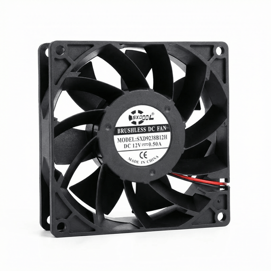 Ventilador de alta velocidad SXDOOL de 92 × 92 × 38 mm, 12 V CC — 4600 RPM | 103 CFM | Rodamiento de bolas doble (OEM)