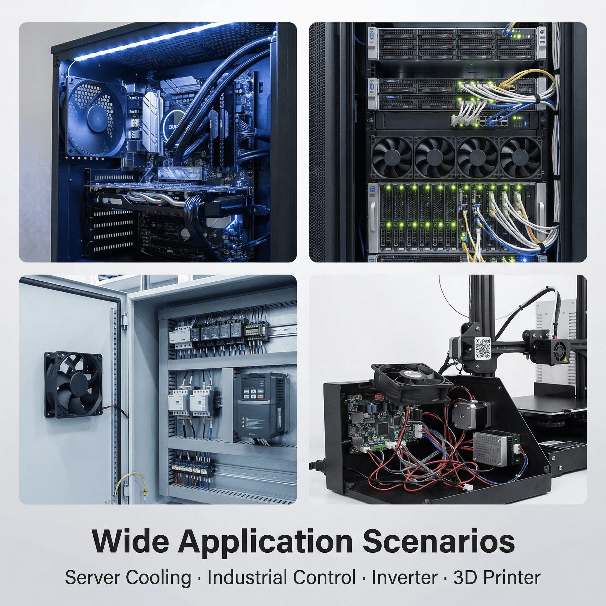 SXDOOL 92×92×38mm DC 24V High-Speed Axial Cooling Fan — 3400RPM, 92CFM, Dual Ball Bearing