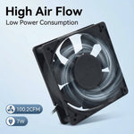 Ventilador de refrigeración EC de 120 mm - Rodamiento de bolas doble de 120 x 120 x 25 mm, CA 90-270 V, 2800 RPM, 100,2 CFM para refrigeración de gabinetes de servidores, chasis y cajas industriales | Source Factory - EC Axial Fan by SXDOOL