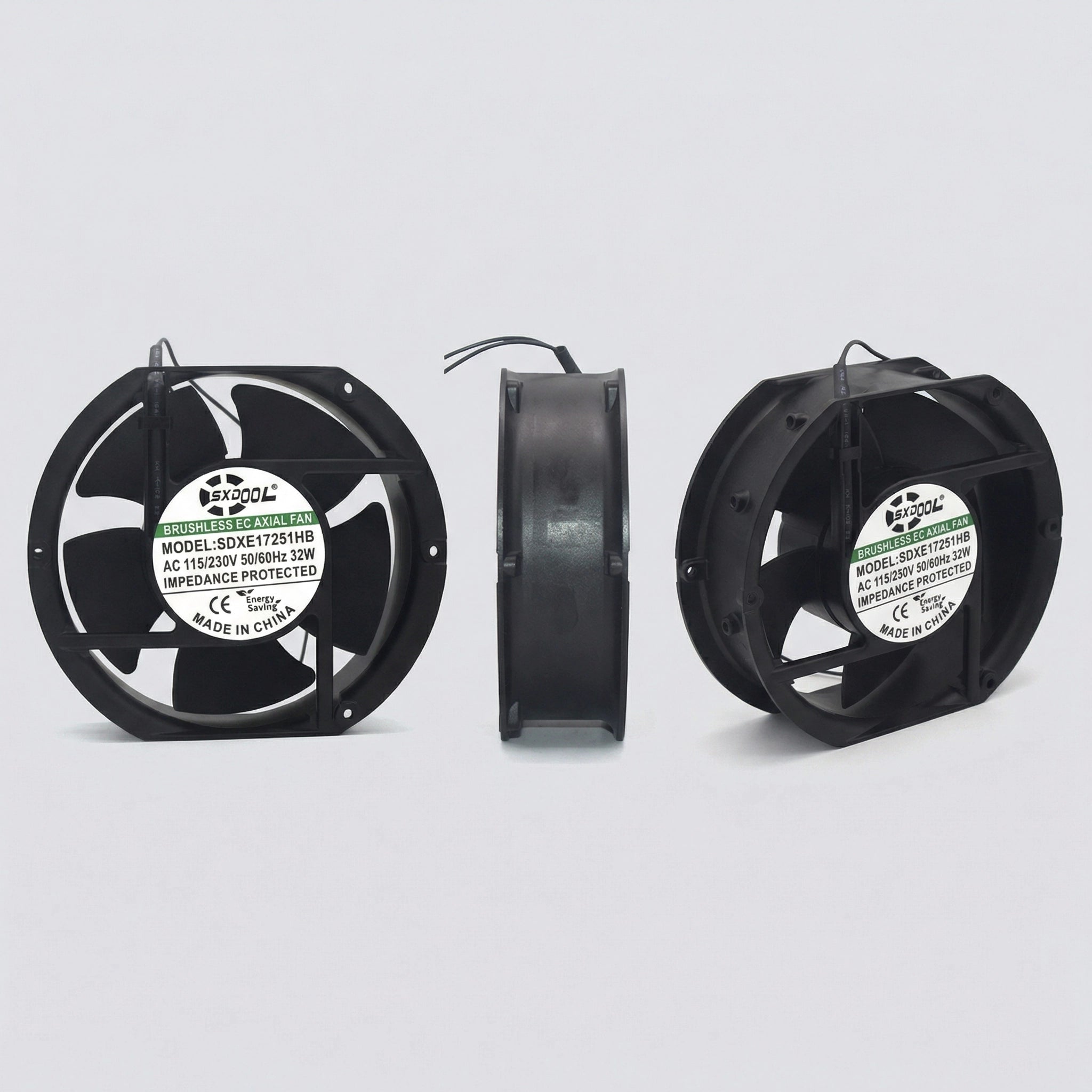 SXD17251HB 172mm EC Cooling Fan - 172x150x51mm Dual Ball Bearing, AC 115V/230V, 3500 RPM, 250+ CFM for Server Cabinet, Industrial Chassis & Power Equipment | Source Factory