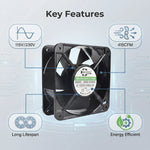 SXDOOL 180x180x60mm 115V/230V EC Axial Fan 415CFM Dual Ball Bearing - EC Axial Fan by SXDOOL