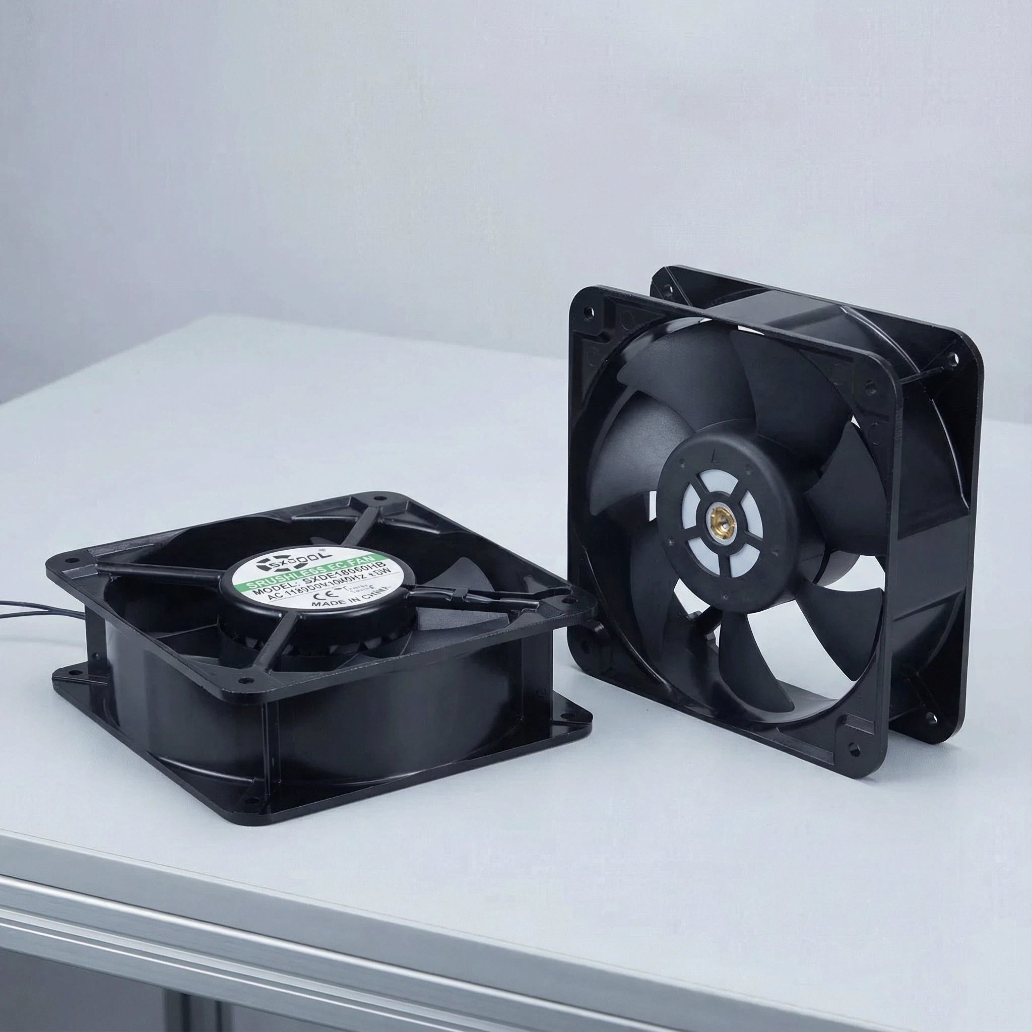 SXDOOL 180mm EC Cooling Fan - 180x180x60mm Dual Ball Bearing, AC 115V/230V, 3200 RPM, 415 CFM for Server Racks, Industrial Cabinets & Power Equipment | Source Factory