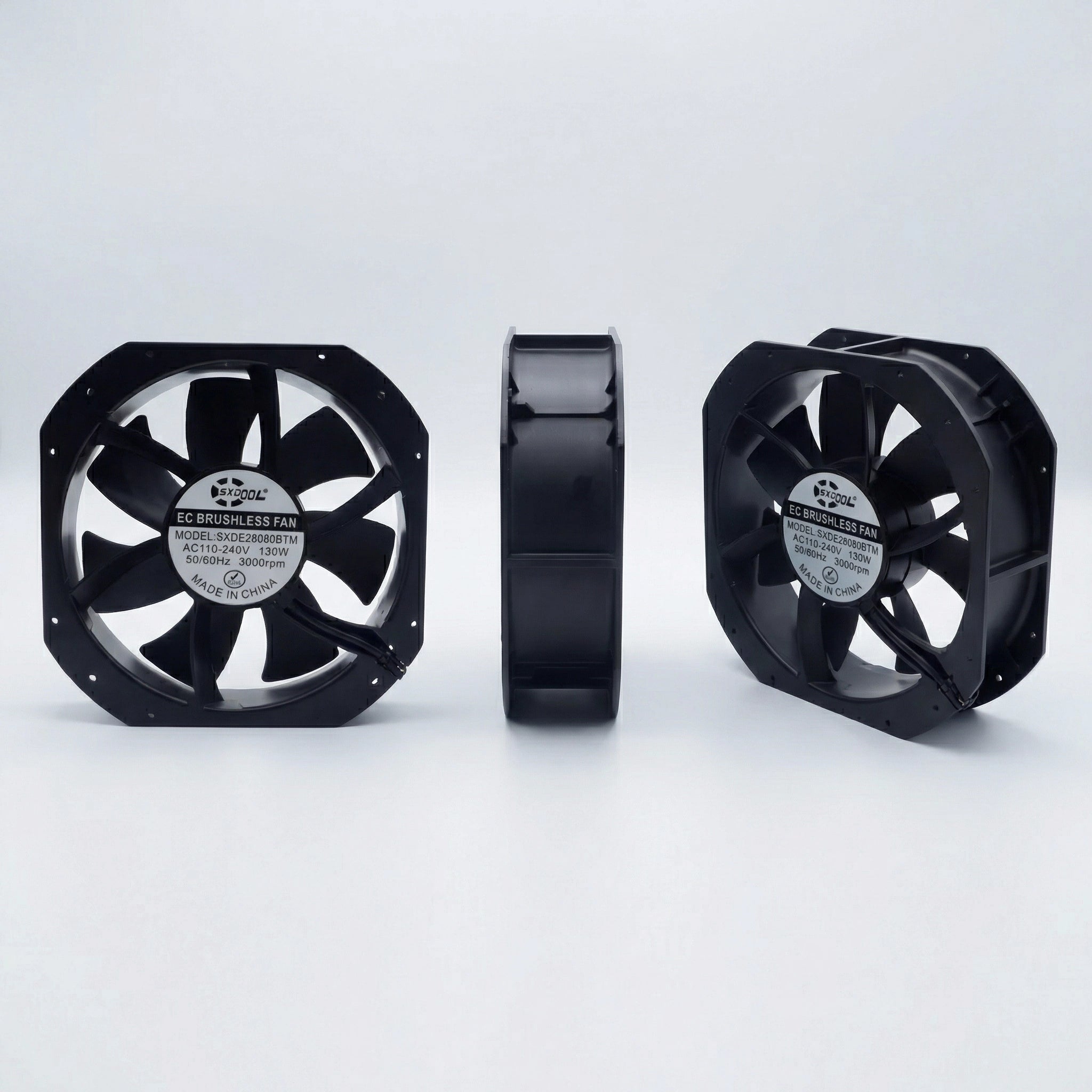 SXDE28080BTM 280mm EC Cooling Fan - 280x280x80mm, 1200 CFM, 90-240V AC, PWM Control for Industrial Server Cabinets, Charging Stations & Photovoltaic Systems | Source Factory