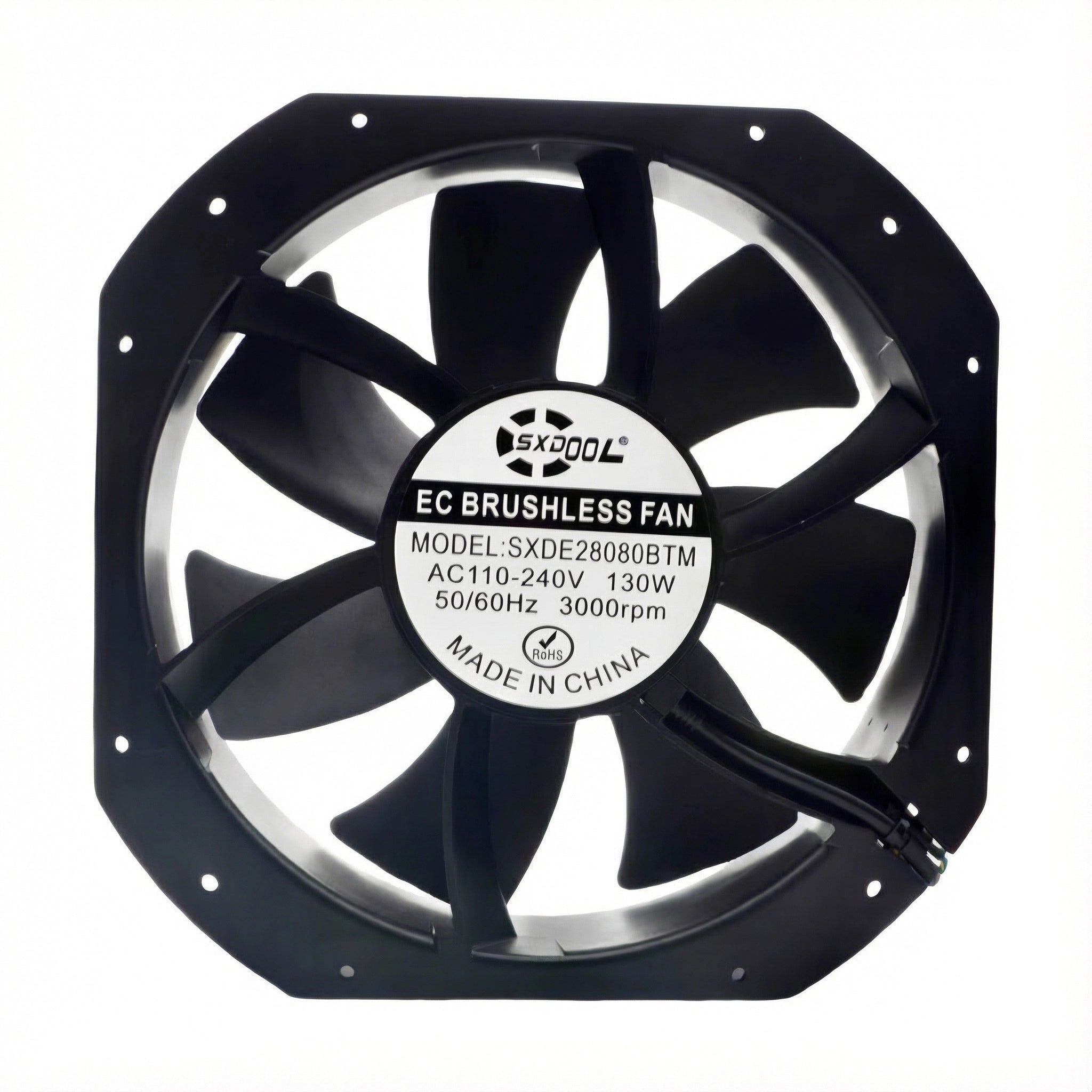 SXDE28080BTM 280mm EC Cooling Fan - 280x280x80mm, 1200 CFM, 90-240V AC, PWM Control for Industrial Server Cabinets, Charging Stations & Photovoltaic Systems | Source Factory