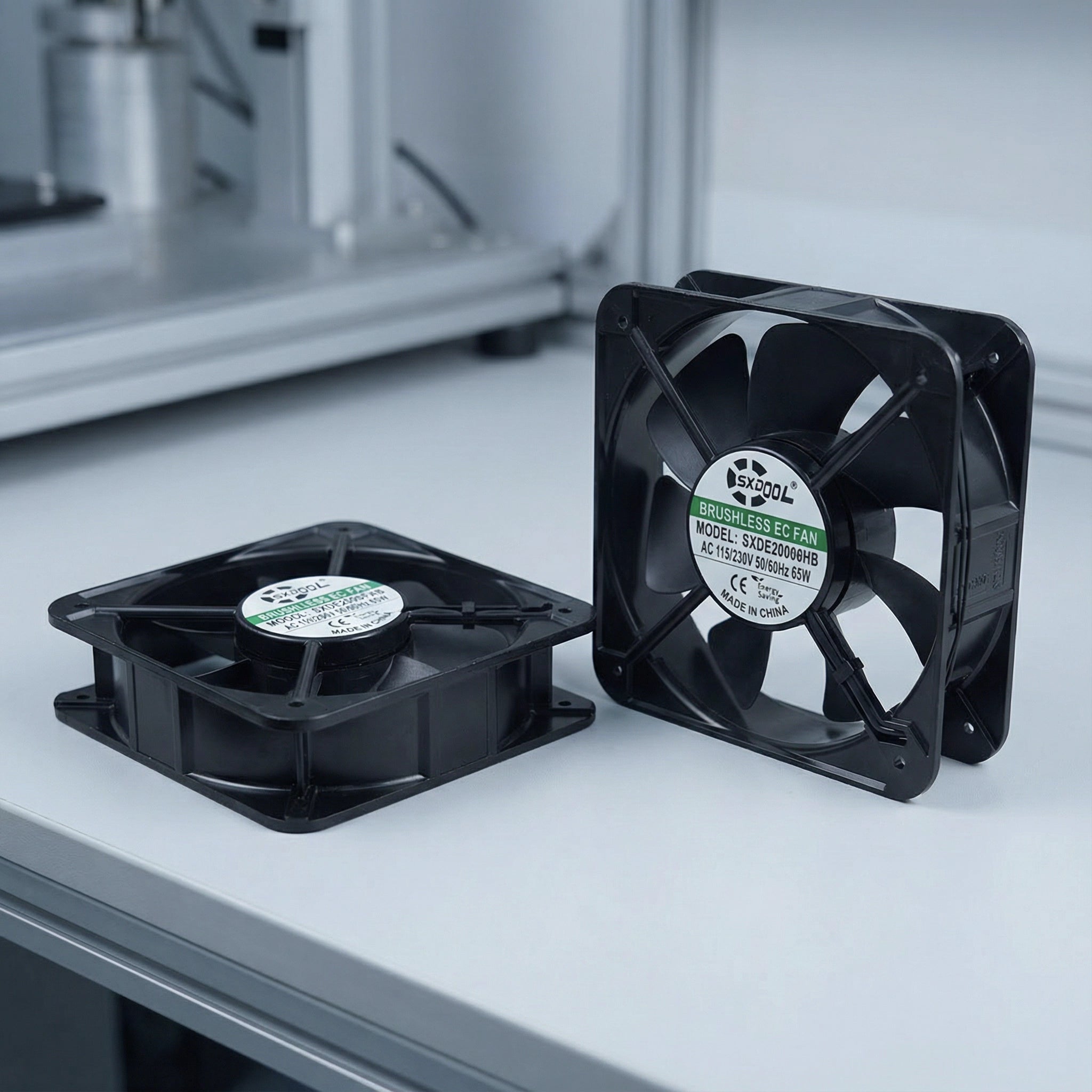 SXDOOL 200mm EC Cooling Fan - 200x200x60mm Dual Ball Bearing, AC 220V, 3200 RPM, 640 CFM High Airflow for Industrial Cabinet, Server Rack & Power Equipment Cooling | Energy-Efficient Source Factory