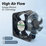 SXDOOL 200mm EC Cooling Fan - 200x200x60mm Dual Ball Bearing, AC 220V, 3200 RPM, 640 CFM High Airflow for Industrial Cabinet, Server Rack & Power Equipment Cooling | Energy-Efficient Source Factory