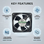SXDOOL 200mm EC Cooling Fan - 200x200x60mm Dual Ball Bearing, AC 220V, 3200 RPM, 640 CFM High Airflow for Industrial Cabinet, Server Rack & Power Equipment Cooling | Energy-Efficient Source Factory