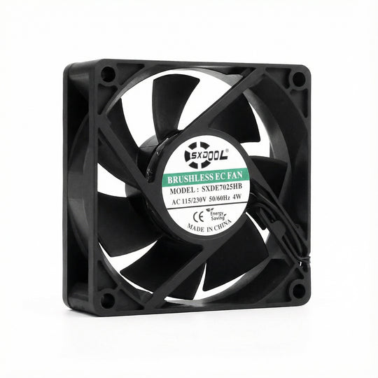 Ventilador de refrigeración con motor EC SXDOOL de 70 mm - Alto rendimiento, 3300 RPM, doble voltaje de 115 V/230 V, 27,6 CFM para refrigeración de gabinetes y chasis - Rodamiento de bolas doble de 50 000 horas, grado industrial