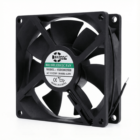 Ventilador de refrigeración EC SXDE8025BH de 80 mm - Amplio voltaje CA 110-240 V, 3400 RPM, 45 CFM, doble rodamiento de bolas, para gabinete de servidor, chasis y proyector