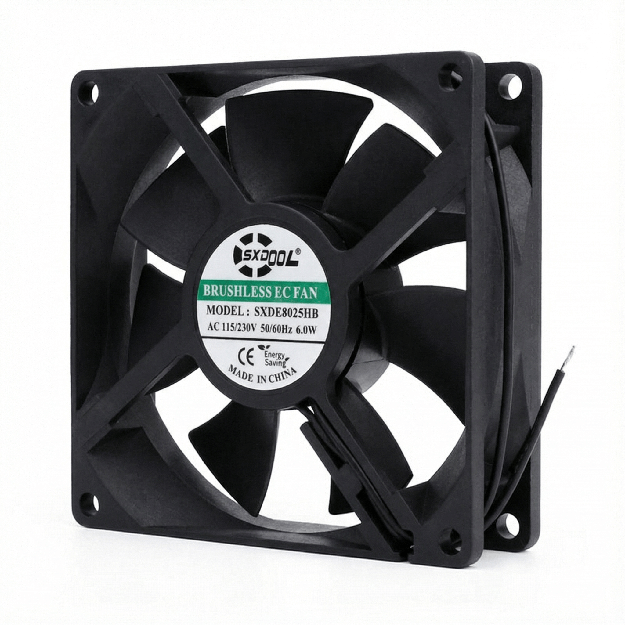 SXDE8025BH 80mm EC Cooling Fan - AC 110-240V Wide Voltage, 3400RPM, 45CFM, Dual Ball Bearing, for Server Cabinet, Chassis, Projector