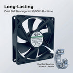 Ventilador de refrigeración con motor EC de 92 mm - Rodamiento de bolas doble de 92 x 92 x 25 mm, CA 115 V/230 V, 2850 RPM, 55,2 CFM para refrigeración industrial y de gabinetes de servidores | Source Factory - EC Axial Fan by SXDOOL