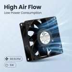 Ventilador de refrigeración con motor EC de 92 mm - Rodamiento de bolas doble de 92 x 92 x 38 mm, CA 115 V/230 V, 3200 RPM, 68,5 CFM para refrigeración de gabinetes de servidores y chasis industriales | Source Factory - EC Axial Fan by SXDOOL