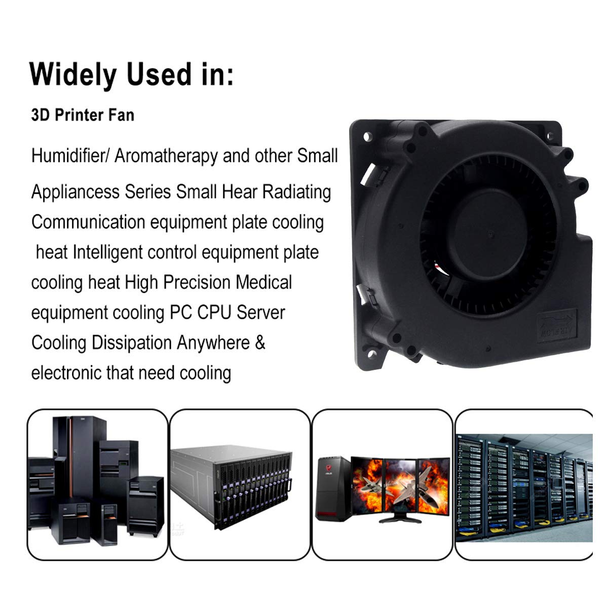 sxdool 12V DC Centrifugal Blower Fan 120x120x32mm - 30.8 CFM, 2500 RPM, Dual Ball Bearing, for Inverter, Server, and Cabinet Cooling