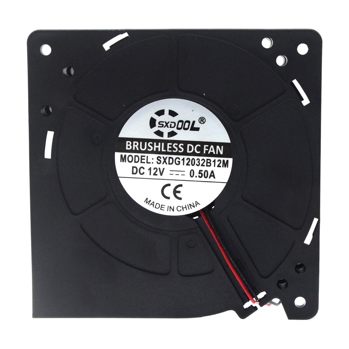 sxdool 12V DC Centrifugal Blower Fan 120x120x32mm - 30.8 CFM, 2500 RPM, Dual Ball Bearing, for Inverter, Server, and Cabinet Cooling