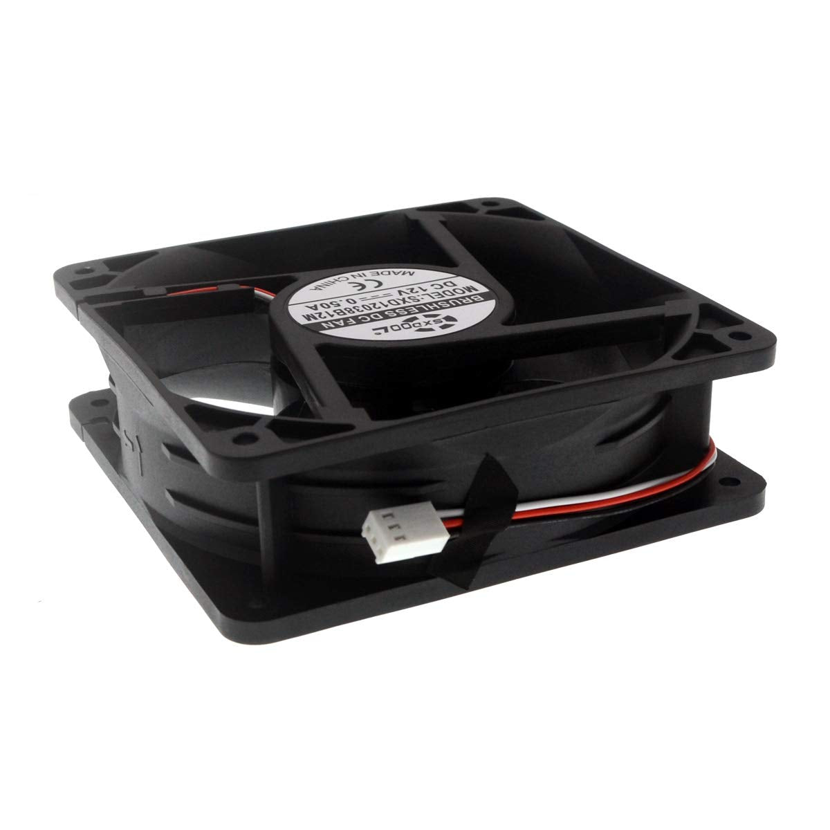 SXDOOL 120×120×38mm DC 12V High Airflow Cooling Fan — 3000RPM, 118CFM, Dual Ball Bearing, 3-Pin