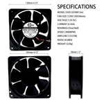 Ventilador de refrigeración de alto flujo de aire SXDOOL de 120 × 120 × 38 mm, 12 V CC, 3000 RPM, 118 CFM, doble rodamiento de bolas, 3 pines - DC Axial Fan by SXDOOL