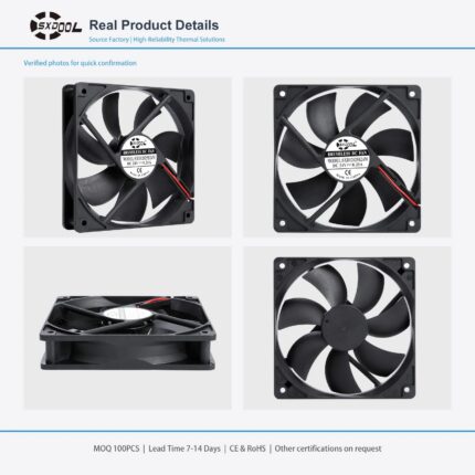 120x120x25mm 120mm 12025 DC Cooling Fan Series 5V / 12V gallery image 2 - SXDOOL DC axial cooling fan 120x120x25mm 5V / 12V for OEM thermal projects