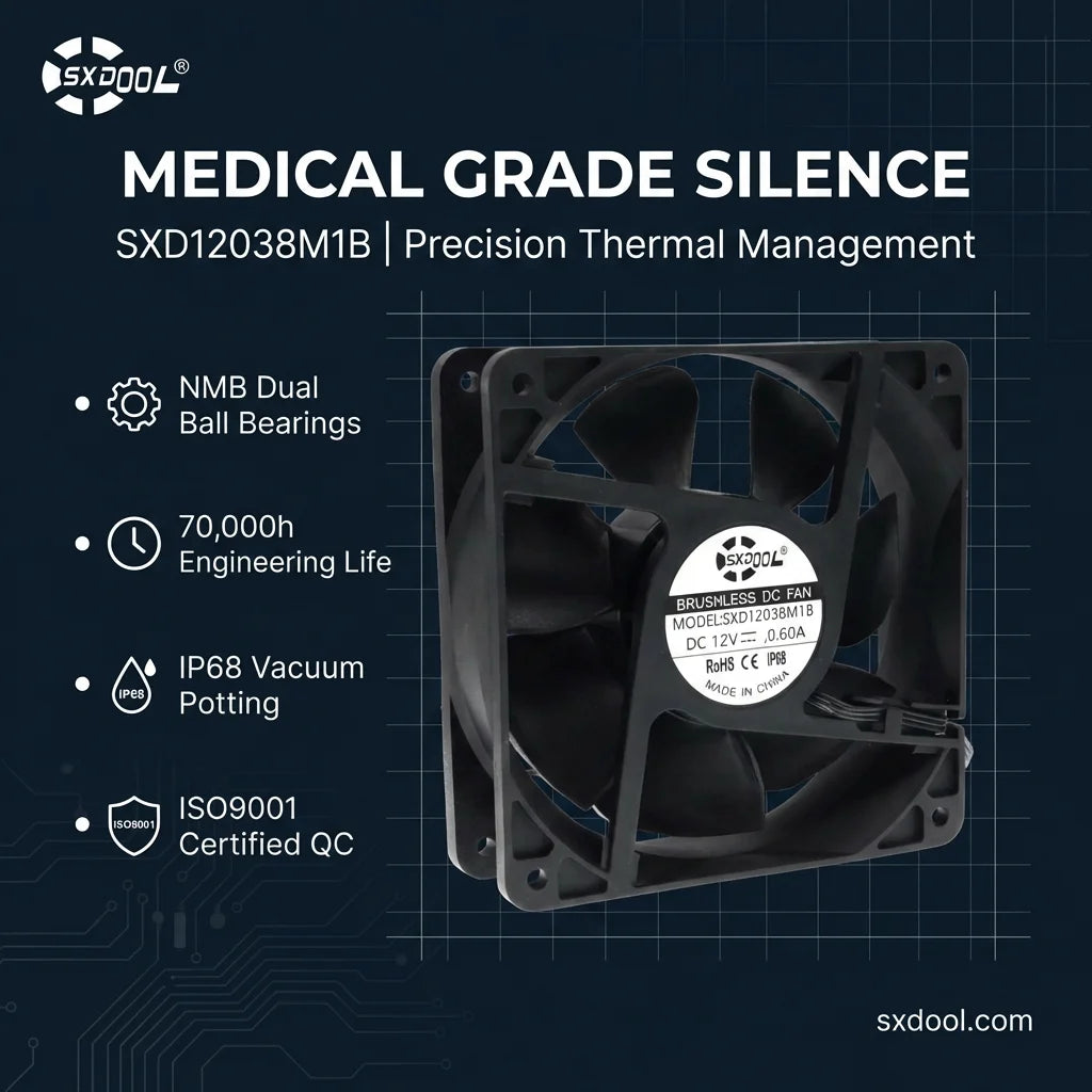 SXDOOL ISO9001 quality control in fan production: Medical Grade Silence poster