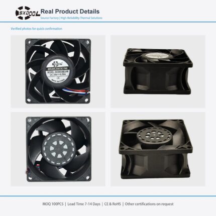 80x80x38mm 80mm 8038 DC Cooling Fan Series 12V / 24V gallery image 2 - SXDOOL DC axial cooling fan 80x80x38mm 12V / 24V for OEM thermal projects