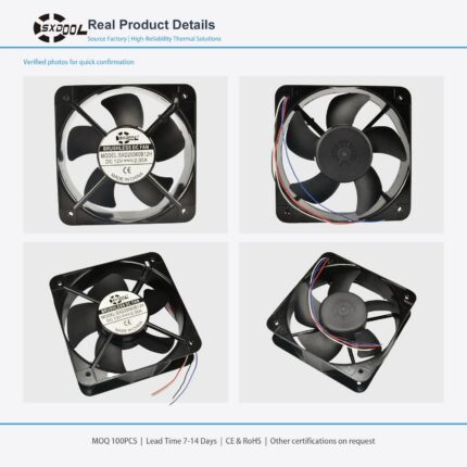 200x200x60mm 200mm 20060 DC Cooling Fan Series 12V / 24V gallery image 2 - SXDOOL DC axial cooling fan 200x200x60mm 12V / 24V for OEM thermal projects