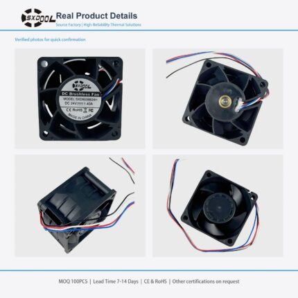 60x60x38mm 60mm 6038 DC Cooling Fan Series 12V / 24V gallery image 2 - SXDOOL DC axial cooling fan 60x60x38mm 12V / 24V for OEM thermal projects