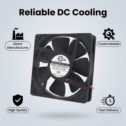 SXDOOL 12025 12V DC Axial Fan 135.5CFM Dual Ball Bearing 12V gallery image 2 - SXDOOL DC axial cooling fan 12V for OEM thermal projects