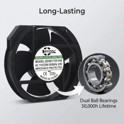 SXD17251HB 172x150x51mm 115V / 230V gallery image 2 - SXDOOL EC energy-saving axial fan 172x150x51mm 115V / 230V for OEM thermal projects