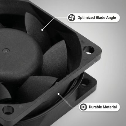 SXDE6025BH 60x60x25mm EC axial fan frame, mounting hole and impeller detail