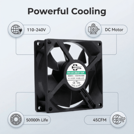SXDE8025BH 80mm 110-240V gallery image 2 - SXDOOL EC energy-saving axial fan 80mm 110-240V for OEM thermal projects