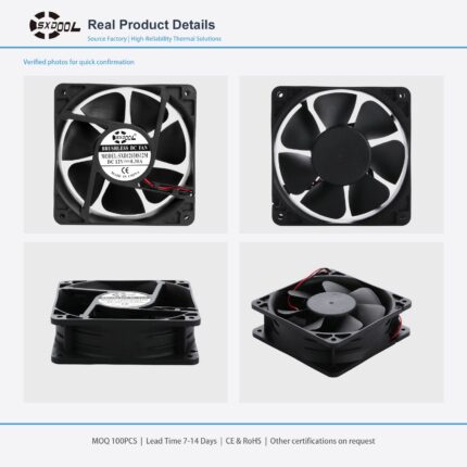120x120x38mm 120mm 12038 DC Cooling Fan Series 12V / 24V detail view - SXDOOL DC axial cooling fan 120x120x38mm 12V / 24V for OEM thermal projects