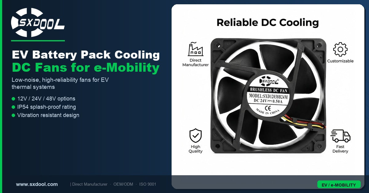 SXDOOL EV Battery Pack Cooling DC Fans for e-Mobility — Industrial Cooling Fan Manufacturer