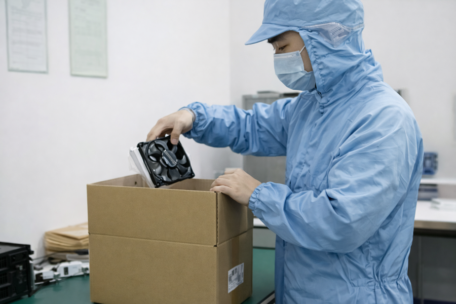 SXDOOL OQC inspection and safe cooling fan packaging