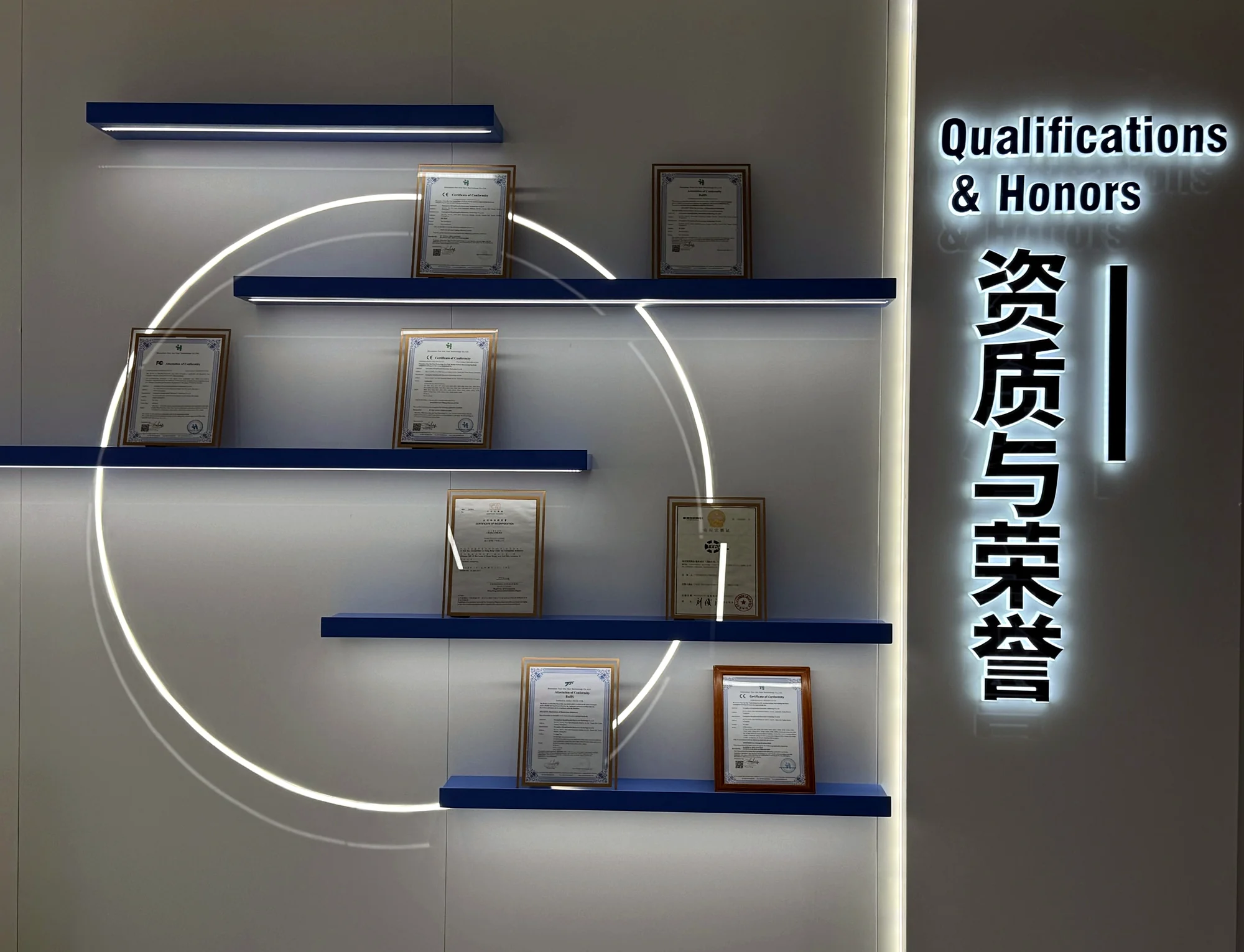 SXDOOL qualifications and honors wall real photo