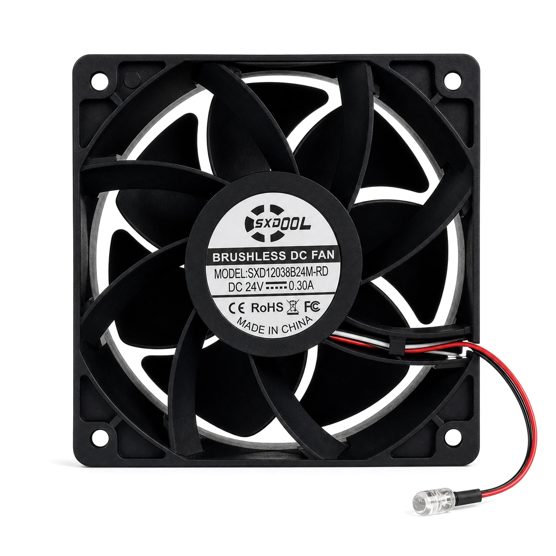 SXDOOL SXD12038B24M-RD 120x120x38mm 24V DC axial fan with external alarm indicator
