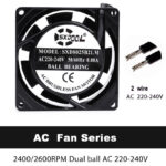 SXDOOL 80x80x25mm AC Axial Cooling Fan | SXD8025B2LM AC 220-240V Dual Ball Bearing
