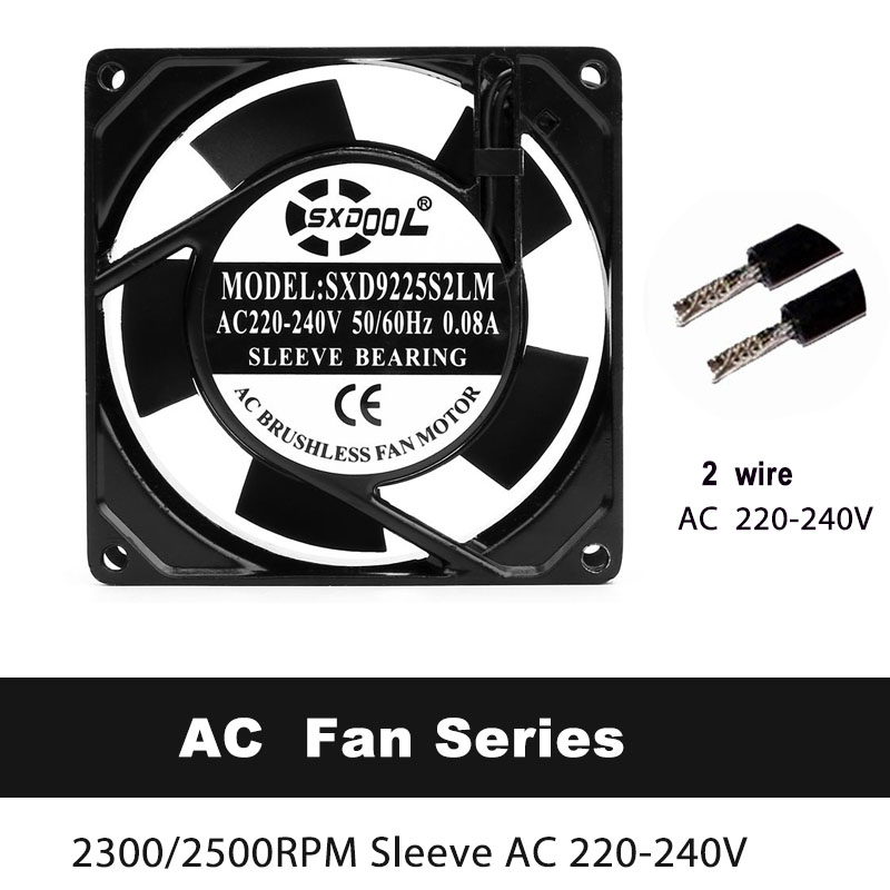 SXD9225S2LM_7.jpg SXDOOL 92x92x25mm AC Axial Cooling Fan | SXD9225S2LM AC 220-240V Sleeve Bearing - Image 1