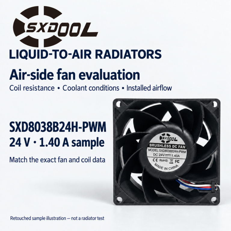 Air-side fan selection for liquid-to-air radiators